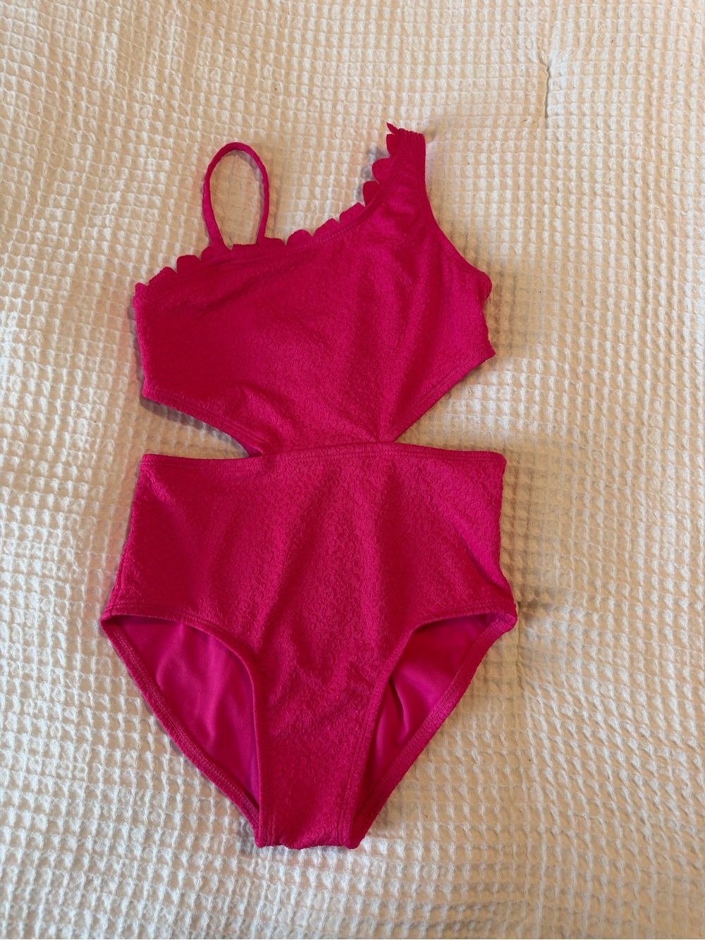 Cat & Jack Hot Pink One-Shoulder Cutout Kids One-Piece Swimsuit